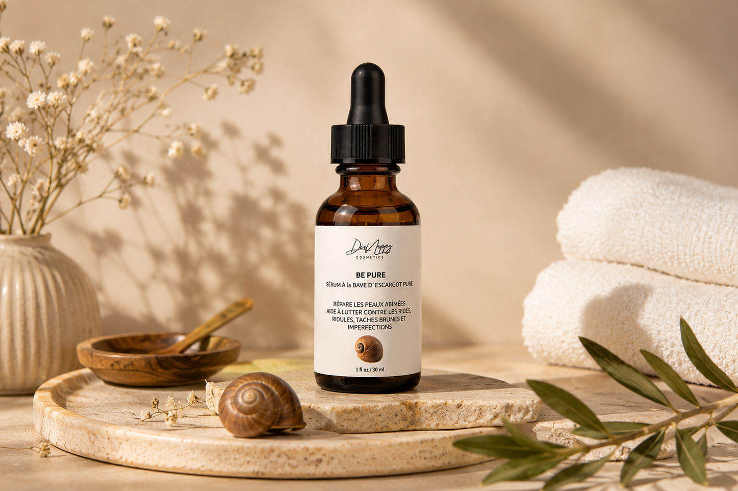 Le sérum "BE PURE" à base de bave d'escargot pure